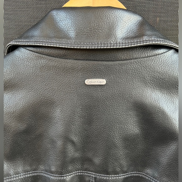 Leather Calvin Klein Classic Jacket, Collared Zipper, Pockets, Black, Men’s Lg - Picture 9 of 12